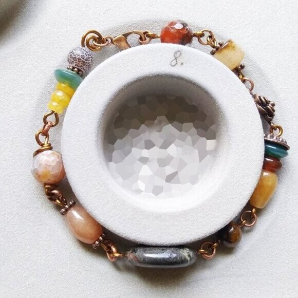 Handmade 4 You! Semi-Precious Stone Beads + Copper Bracelet! Wildchild Boho Chic - Picture 5 of 6